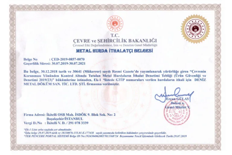 書類 | Deniz Metal Döküm